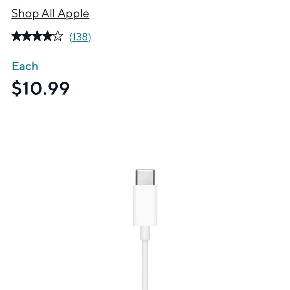 Apple White - Lightning Dongle
Fits iPhone 13pro etc. 
(Won’t fit iPhone 16/17)